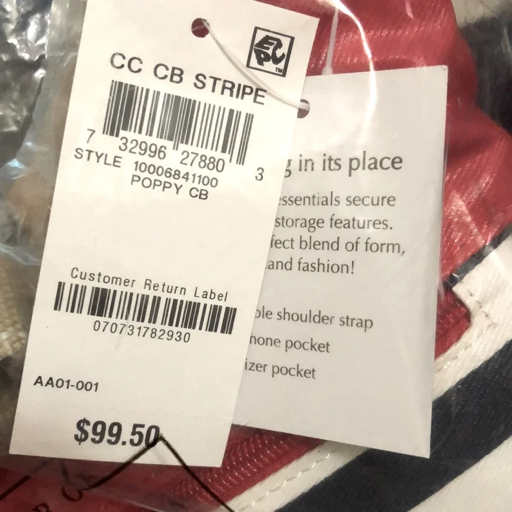 NWT GIANI BERNINI CANVAS STRIPE HOBO SHOULDER CROSSBODY